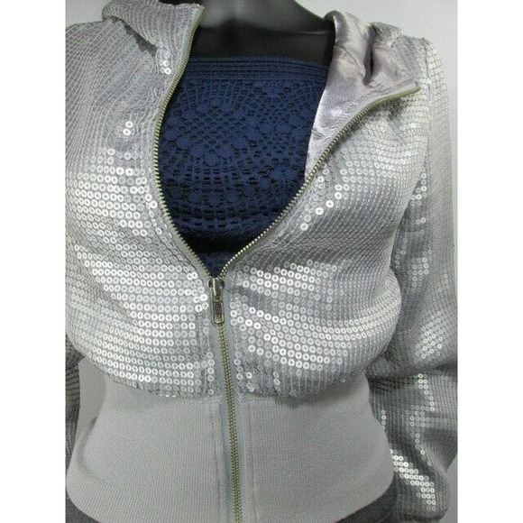 Dkny Jackets & Blazers - FEMME for DKNY Jeans Silver Sequined Jacket